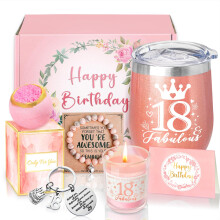 18th Birthday Gifts for Girls, Happy 18th Birthday Basket Gifts Box for Best Friends Female Neice Daughter Sister Her Girlfriend Classmate Bestie