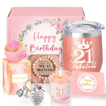 21st Birthday Gifts for Girls, Happy 21st Birthday Basket Gifts Box for Best Friends Female Neice Daughter Sister Her Girlfriend Classmate Bestie