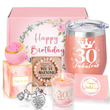 30th Birthday Gifts for Women, Happy 30th Birthday Basket Gifts Box for Best Friends Female Mum Wife Daughter Sister Her Girlfriend Coworker Bestie by