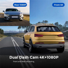 4K Dashcam Camera Recorder GPS Wifi 64G Parkeer Dubbele Lens met 1080P Achteruitrijcamera Nachtzicht Zwarte Doos voor Auto