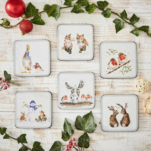 Wrendale Wrendale Designs - 'Square' Christmas Coasters 1