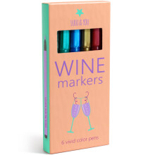 Lulu & You Wine Glass Markers - Wine Charms Alternative - Party Pack 6 Pens - Unique Wine Gift