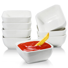 Iceten 3" Ceramic Dipping Bowls, Square Soy Sauce Dipping Bowls, Mini Side Seasoning Dish, for Sauce, Side Dish, Condiments, Sushi, Ramekins Oven