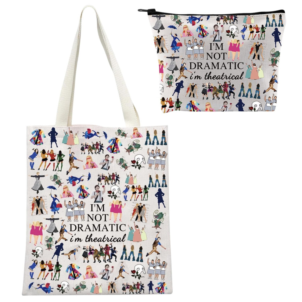 Joalpysm Broadway Musical Theatre Gifts Makeup Bag And Tote Bags With Inner Pocket I'm Not Dramatic I'm Theatrical Theatre Gifts Broadway Fan Cosmetic Bag And