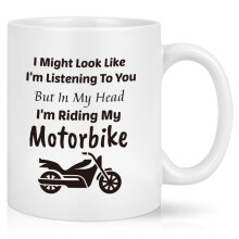 Joymaking Motorbike Gifts for Men - 'in My Head I'm Riding My Motorbike' Coffee Mug, Funny Motorbike Gifts Mug Birthday Fathers Day Gift, 11Oz White