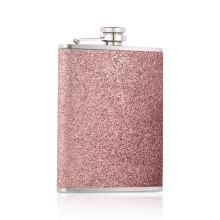 8 Oz Hip Flask,Hip Flasks for Women and Men,Pink Stainless Steel Hip Flasks,Sparkling Pocket Decorative Bottle,Alcohol Flask for Camping, Barbecue,