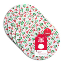Culpitt Christmas Cake Boards | 10" Silver & Red Bow Cake Cards, 3mm Thick Round Card Plates For Presenting & Displaying Festive Bakes and Desserts -