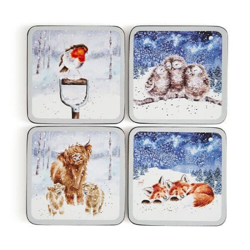Wrendale Wrendale Winter Skies Coasters S/4, 10.5cm x 10.5cm