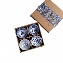 NBBENG Japanese Style Ceramic Dipping Bowls, Rice Bowl with Gift Box, Side Soy Sauce Dishes for Sushi Dip Snack and Oil, Porcelain Serving Bowls for
