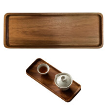 Qianeffort Wooden Tray, Rectangular, Brown, 29x10.8CM, Multipurpose Serving Tray for Food, Beverages, Organization, Rustic Style, Convex Edge, 100%