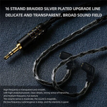 16-Strand Black Earphone Silver-Plated Wire 3.5mm Cable is Suitable for KZ ZS3 ZS4 EDX ZSN ZST ASX ZS10 ZEX AS16 EDXPRO