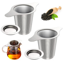 2 Pack Tea Infuser 304 Stainless Steel Mesh Strainer with Heat Proof Handles, Tea Filter for Teapots Mugs Cups to Brewing Steeping Loose Leaf Tea and