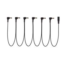 Electric Guitar Effect Pedal Daisy Chain Power Supply Cable 9V 1A Multi-Interface Connecting 1 to 6 Cable Splitter Cord Right Angle Round Jacks(1