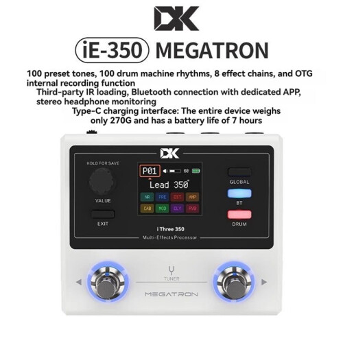 DK IE-350 Guitar Digital Multi-Effects Pedal Rechargeable Drum Machine with  IR Internal Recording Loop 2