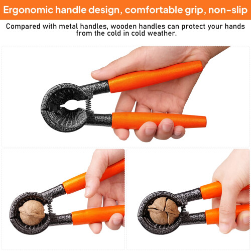 ChromLives Nutcracker Kitchen Tool for Walnuts Pecan Cracker with Non-Slip Handle Walnut Cracker for Nuts Walnut Hazelnut Almonds Pecan Opener 2