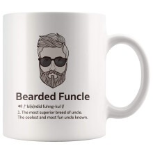 Panvola 'Bearded Funcle ' Definition Mug Uncle Gifts from Niece Nephew Brother Sister Father's Day Funny Ceramic Coffee Cup 11 oz White