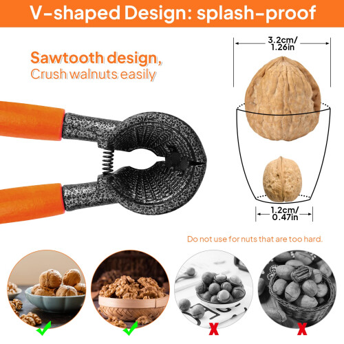 ChromLives Nutcracker Kitchen Tool for Walnuts Pecan Cracker with Non-Slip Handle Walnut Cracker for Nuts Walnut Hazelnut Almonds Pecan Opener 1