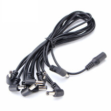 Electric Guitar Effect Pedal Daisy Chain Power Supply Cable 9V 1A Multi-Interface Connecting 1 to 6 Cable Splitter Cord Right Angle Round Jacks(1