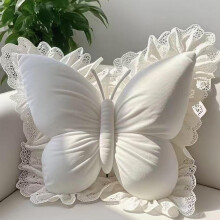 Butterfly Throw Pillow with Bow Design, Soft Plush Pink Cushion for Teen Girls Bedroom or Sofa