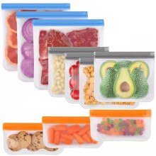 10 Pack Reusable Silicone Food Storage Bags - 3 Sizes BPA-Free Leakproof Ziplock Bags | Freezer & Dishwasher Safe for Sandwich Snack Liquid Fruit