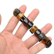 Tigerauge-Armband gemischt quadratisch