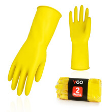 Vgo... 2Pairs Reusable Household Cleaning Gloves,Rubber Dishwashing gloves,Extra Thickness,Long Sleeves,Kitchen