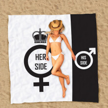 CKB LTD Giant Double His and Hers Beach Towel Microfibre Novelty Funny Holiday Towels for Beach, Garden, Day Bed, Festival, Soft, Super-Absorbent,