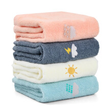 Dewocke 4PCS Children's Facial Towel, Kids Washcloth Towels, Cotton Kids Face Towels, Cute Hand Towel Set, Embroidered Children Towels, Children Wash