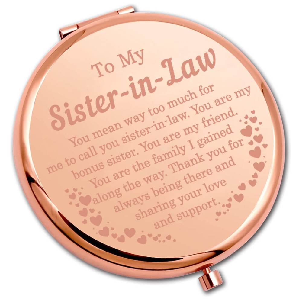 Pliti Sister In Law Compact Mirror Bonus Sister Gift Unbiological Sister Gift To My Sister In Law Inspirational Pocket Mirror (Sister-In-Law Cmrg U)