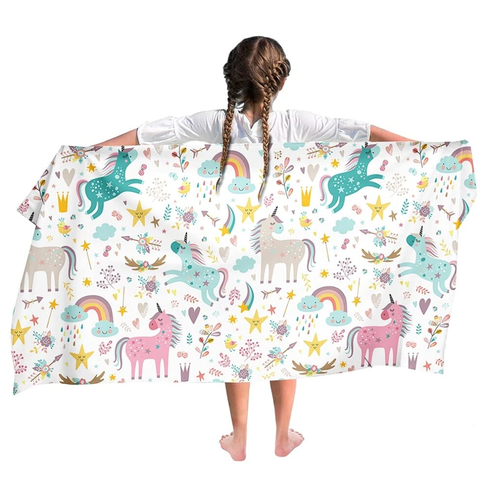 Microfibre Children's Towel 140 X 70 Cm - Unicorn Star Unicorn - Lightweight Travel Towel Quick Drying Bath Towel Beach Towel Sauna Towel Ulticool