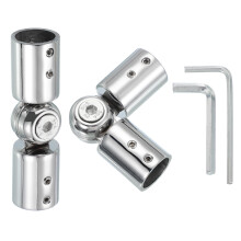 PATIKIL 2 Pcs Adjustable Curtain Rod Corner Connector, 3/4 Inch Bay Window, Bright Silver, Stainless Steel, Painted
