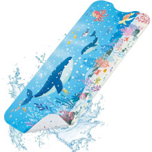 SHUCHING Blue Whale Bath Mat Non Slip Kids, 100 X 40 cm Extra Long Baby Bathtub Mat Anti Slip, Childrens Shower Mat Non Slip Anti Mould for Bathroom