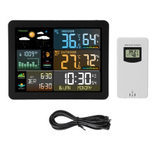 Wireless Digital Weather Station with Color Display, Indoor Outdoor Thermometer Hygrometer for Home Office