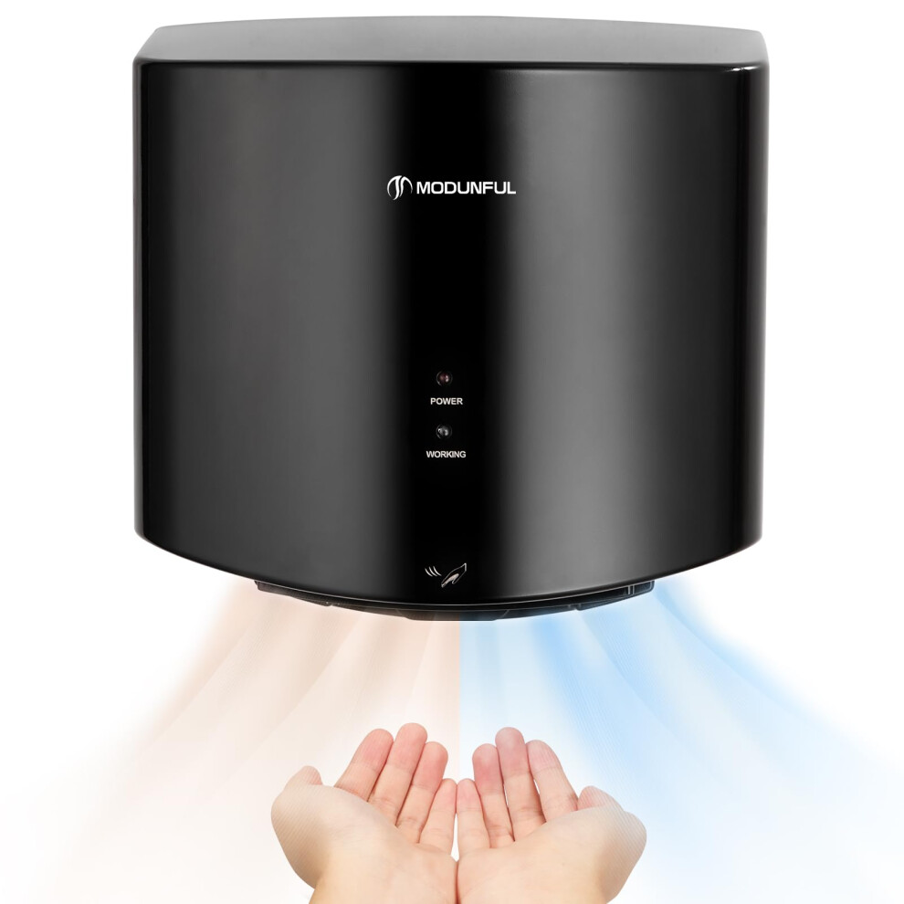 Modunful Electric Hand Dryer,Automatic High Speed Hand Dryer Commercial Hand Dryer For Kitchen, Bathroom And Toilet 220V 1200W Black 5051223160717