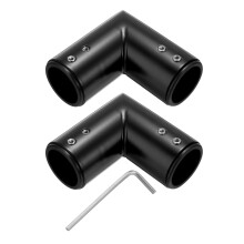 sourcing map 2pcs Corner Curtain Rod Connector, 90 Degree Window Curtain Rod Corner with Hex Wrench for 1 Inch OD Bay Window Curtain Rods, Black