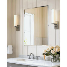 Artloge Rectangular Wall Mirror Silver Frameless : 60 x 80cm Decorative Mirrored Glass Vanity with Beveled Edge for Bathroom Living Room Entryway