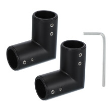 PATIKIL 2 Pcs 90? Black Stainless Steel Curtain Rod Corner Connector with Screwdriver for 3/4 Inch Bay/Corner Window, 2.28" x 2.28" (L*W)