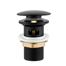 Bathroom Sink Waste Slotted Pop Up Basin Waste Modern Black Click Clack Plug with Overflow for Bathroom Basin Universal Standard 1?'' Connection