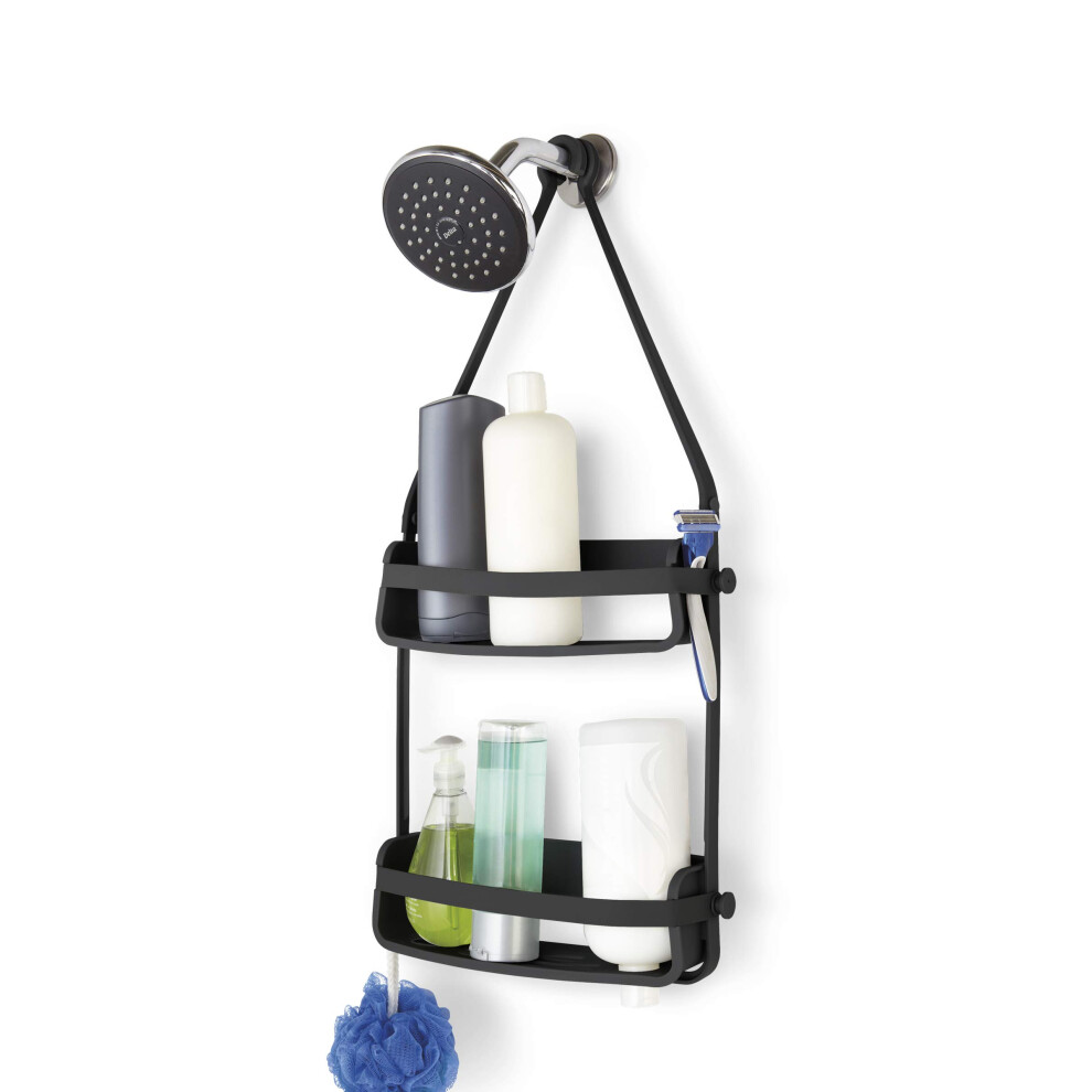 Umbra Flex Shower Caddy With Patented Gel-Lock Technology Suction Cup, Black