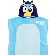 Bluey Kids Towel Poncho | Blue Cartoon Bath Towel with 3D Ears For Girls & Boys | TV Show Beach Swimwear Hooded Changing Robe | Cosy Swimwear