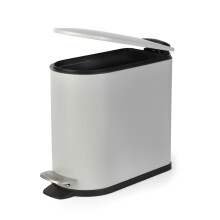 Beldray Bathroom Pedal Bin ? 5 Litre Small Toilet Bin, Soft Closing Lid, D-Shaped Sanitary Waste Bin for Bedroom, Office, Kitchen, Powder-Coated
