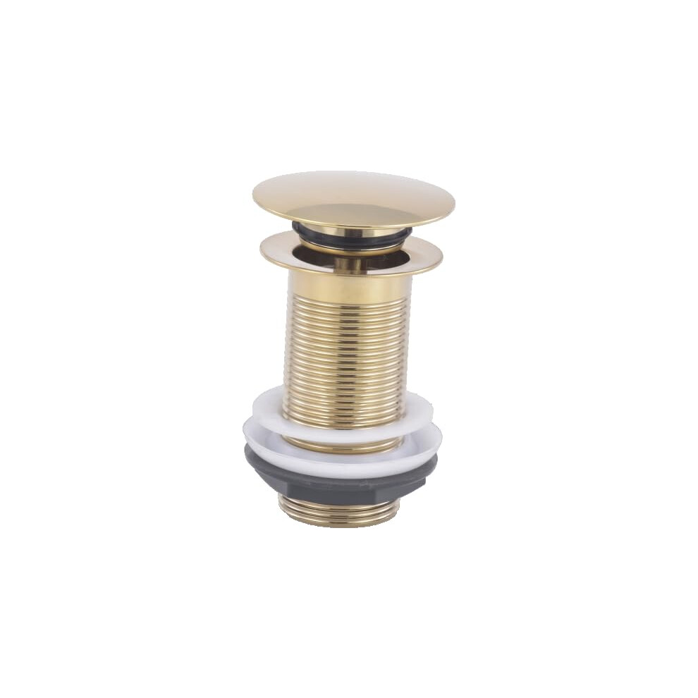 Veebath Ideal Full Dome Waste Unslotted, Premium Click Clack Waste For Designer Basins Without Overflow, Waste For Bathroom Sink, Brushed Brass 5051223166443
