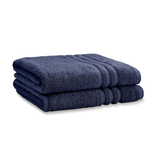 Catherine Lansfield Catherine Lansfield Zero Twist Cotton 90x140cm Bath Sheet Pair Navy Blue