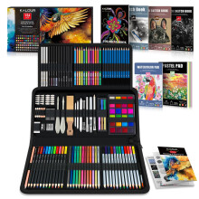 KALOUR 154PCS Art Supplies - Sketching & Drawing Kit with Sketchbook,Tutorial Book,Coloring Paper - Graphite,Colored, Charcoal, Watercolor & Metallic