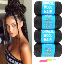 4 Roll Brazilian Wool Hair for Braids Acrylic Yarn for African Crochet Hair Jumbo Braids Senegalese Twisting Knitting Faux locs Spiral CorkscrewsTwist