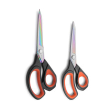 LIVINGO 2 Pack Premium Tailor Scissors Heavy Duty Multi-Purpose Titanium Coating Forged Stainless Steel Sewing Fabric Leather Dressmaking Soft Touch