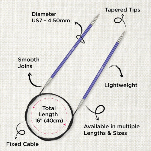 KnitPro Zing Fixed Circular Needles 16" (40cm) | Size 4.50mm 2