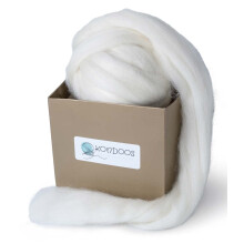 Kondoos Natural 227gr Felting Wool roving, for Needle Wet Felting, handcrafts and Spinning Yarn. Stuffing carded, un-Dyed. (Ecru, White 8 oz)