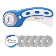 45mm Rotary Cutter with 5pcs Extra Blades, Ergonomic Handle Rolling Cutter with Safety Lock for Fabric, Leather, Crafting, Sewing, Quilting, Fabric