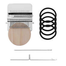 TOYMIS Small Weaving Loom Set - Wooden Speedweve Loom With Complete Accessories, Darning Machine for DIY Mending Sewing, 14 Hooks